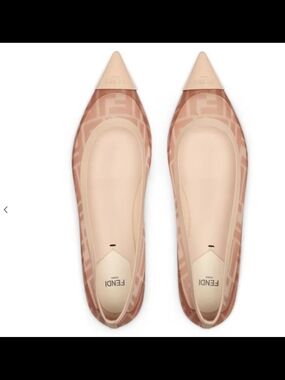 Fendi Women’s Blush Pink Logo Pointed-Toe Flats